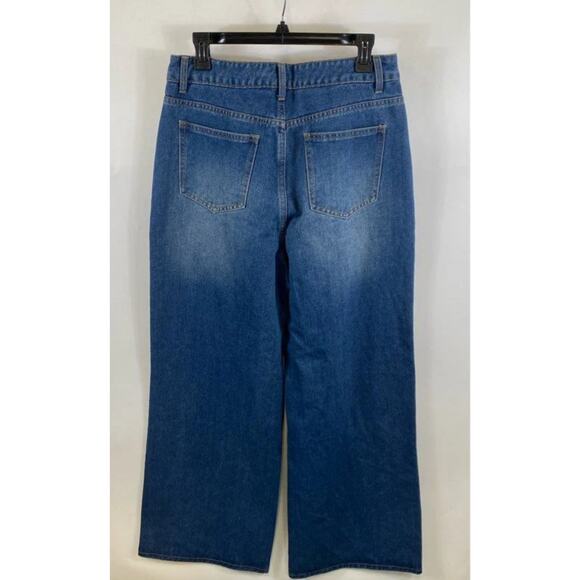 NWT Cider Womens Blue Pockets Dark Wash High Rise Denim Straight Jeans Sz. L - Picture 2 of 4